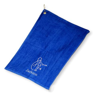 101 BEACH Personalized Cotton Bowling Towel with Embroidered Name with Clip (Royal - Embroidered Name)
