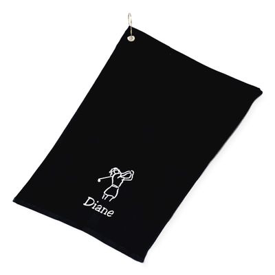 101 BEACH Personalized Women's Golf Bag Towel with Embroidered Name (Black - Embroidered Name Woman)