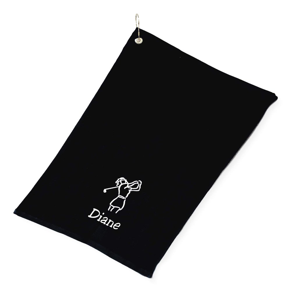 101 BEACH Personalized Women's Golf Bag Towel with Embroidered Name (Black - Embroidered Name Woman)