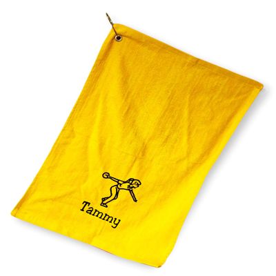 101 BEACH Women's Personalized Cotton Bowling Towel with Embroidered Name with Clip (Gold - Embroidered Name - Woman)