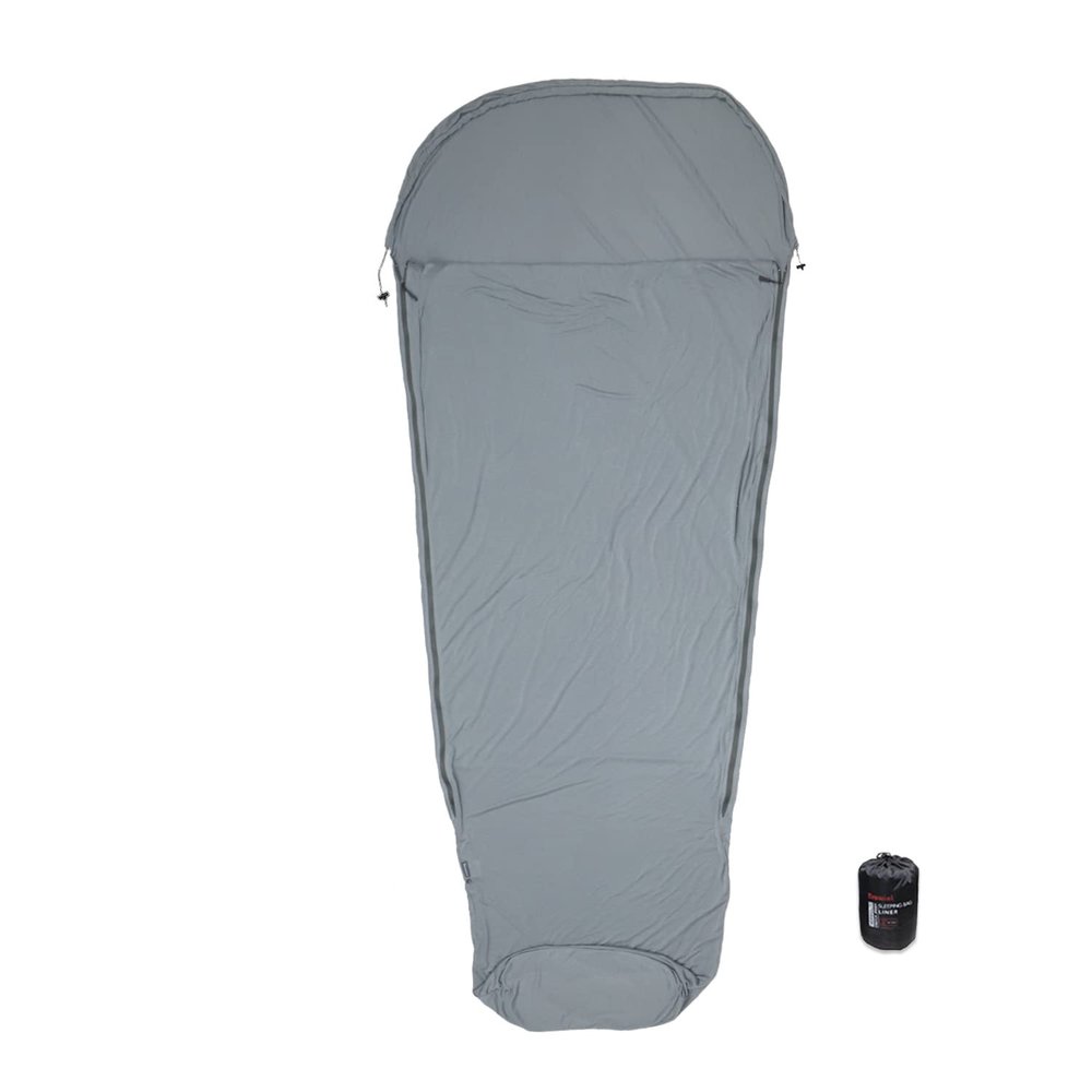 BROWINT Thermolite Sleeping Bag Liner with Zippers for Cold Weather, Lightweight Mummy with Hood & Rectangular Sleep Sack for Adult, Adds Warmth, Thermal Travel Liner, All Season