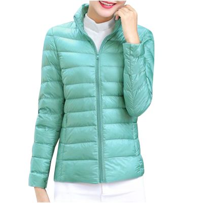 hlysgo Women's Slim-Fit Quilted Puffer Jacket Lightweight Padded Warm Winter Casual Down Coat Zip Jackets Blue