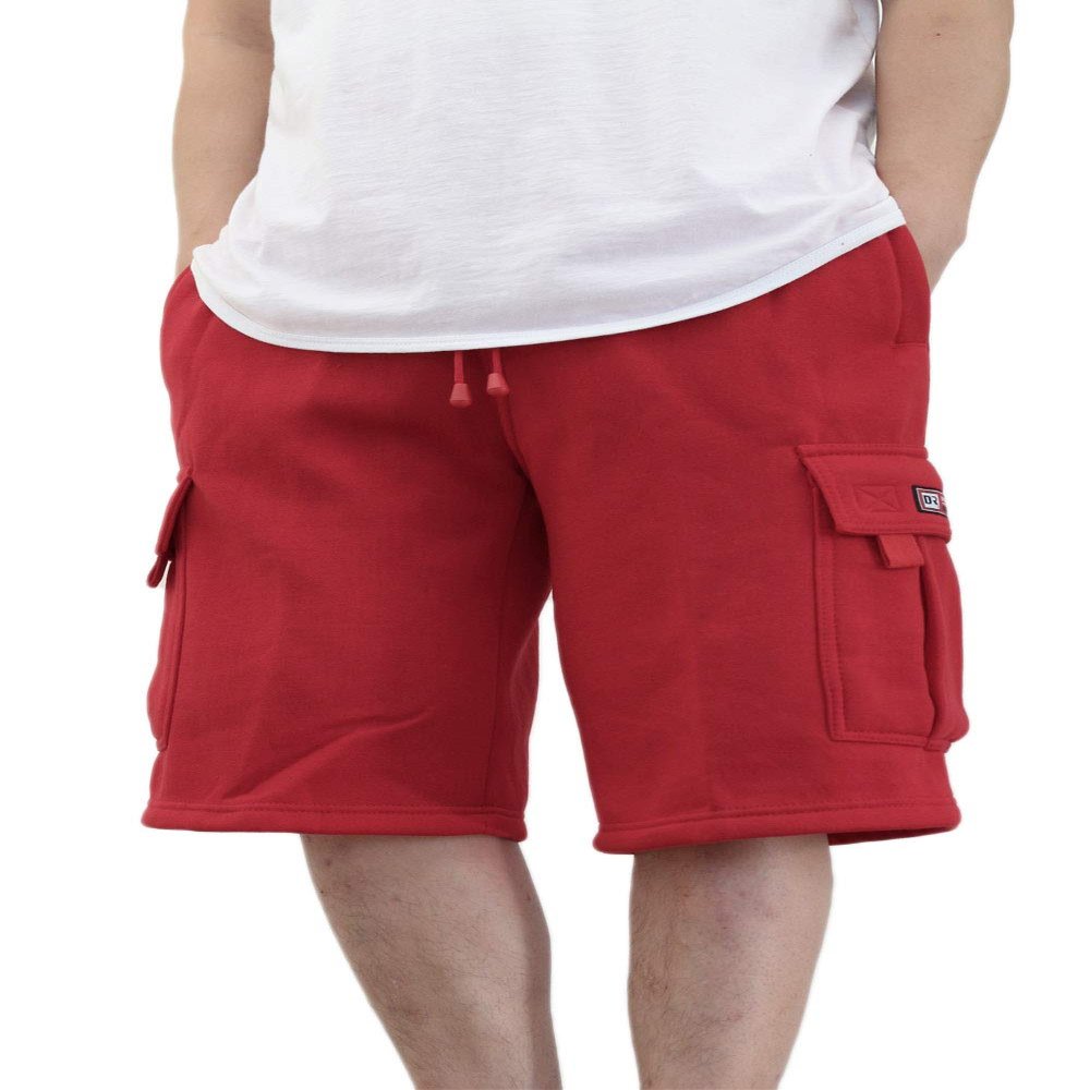 Dreamusa Men's Fleece Cargo Shorts Heavyweight M-5XL [DFP-1] (Red, 4X-Large)