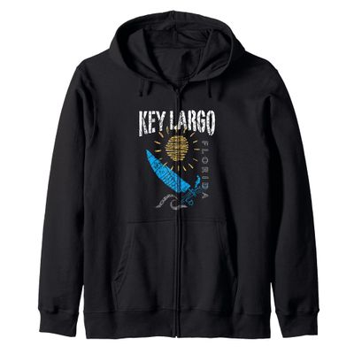Key Largo Florida Souvenir, Sailing, Beach, Sunsets Zip Hoodie