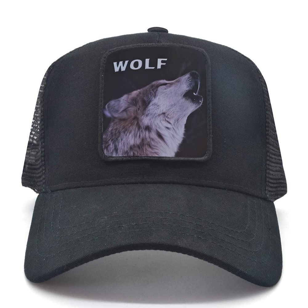 Animal Baseball Cap Patch Embroidered Unisex Women Low Profile Trucker Hat Men Plain Mesh Adjustable Outdoor Sport Hunt Ball Caps (Wolf)