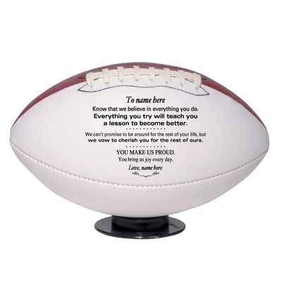 Personalized Custom Football - Dad to Son - Mom to Son - Grandpa to Grandson - Grandma to Grandson - Graduation Birthday Wedding (Full Size Regulation, Personalized)
