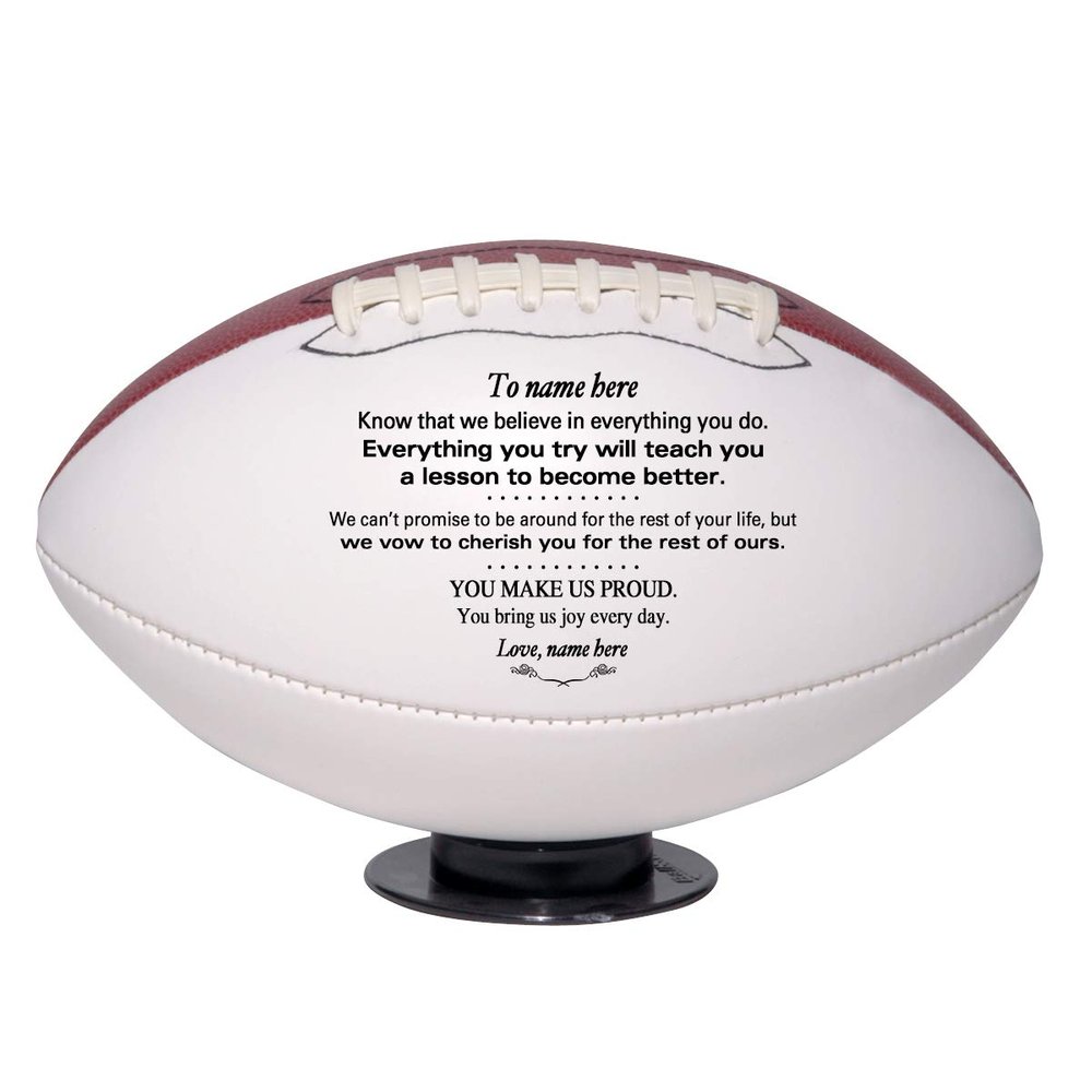 Personalized Custom Football - Dad to Son - Mom to Son - Grandpa to Grandson - Grandma to Grandson - Graduation Birthday Wedding (Full Size Regulation, Personalized)