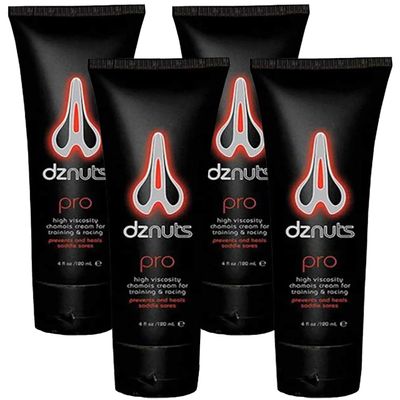 dznuts - Men's Pro Chamois Cream, Anti-Chafing for Saddle Sores and Inner Thigh Friction, Cyclists, Runners, Triathletes - 4 Pack (4 fl oz Each)