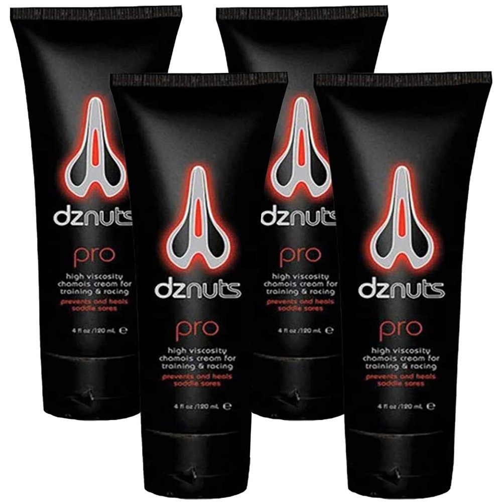dznuts - Men's Pro Chamois Cream, Anti-Chafing for Saddle Sores and Inner Thigh Friction, Cyclists, Runners, Triathletes - 4 Pack (4 fl oz Each)