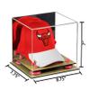 Better Display Cases Acrylic Basketball Hat or Cap Display Case with Mirror, Pink Risers and Wood Base (A006-PNR) view 2