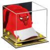 Better Display Cases Acrylic Basketball Hat or Cap Display Case with Mirror, Yellow Risers and Wood Base (A006-YR) view 1