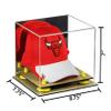 Better Display Cases Acrylic Basketball Hat or Cap Display Case with Mirror, Yellow Risers and Wood Base (A006-YR) view 2