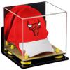 Better Display Cases Acrylic Basketball Hat or Cap Display Case with Mirror, Wall Mount, Yellow Risers and Wood Base (A006-YR) view 1