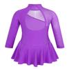 Aislor Kids Girls Mock Neck Mesh Splice Cutout Leotard Dress Figure Ice Skating Roller Skating Activedress Purple 8 Years view 2