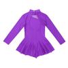 Aislor Kids Girls Mock Neck Mesh Splice Cutout Leotard Dress Figure Ice Skating Roller Skating Activedress Purple 8 Years view 4