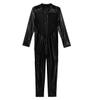 YEAHDOR Men's Wet Look Faux Leather Mesh One-Piece Bodysuit Catsuit Jumpsuit Zentai Costume Black Medium view 3
