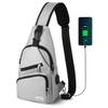 AMJ Crossbody Sling Bag Men Women, Casual Shoulder Backpack, Chest Daypack Satchel for Hiking Travel (Large, White Gray) view 1