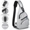 AMJ Crossbody Sling Bag Men Women, Casual Shoulder Backpack, Chest Daypack Satchel for Hiking Travel (Large, White Gray) view 3