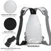 AMJ Crossbody Sling Bag Men Women, Casual Shoulder Backpack, Chest Daypack Satchel for Hiking Travel (Large, White Gray) view 4