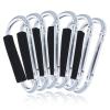 ASR Outdoor 6-Pack Silver Jumbo Aluminum Carabiner Hiking Non-Locking Spring Clip Cushion Grip, 6.5 inch view 1