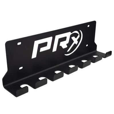 PRx Performance Six Barbell Storage Rack, Heavy Duty Olympic Gym Vertical 6 Bar Holder, Hanging Wall Mounted, USA Made Steel, Powder Coated Black (Hanging 6 Bar)