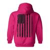 Tcombo Distressed Black USA Flag - United States Unisex Hoodie Sweatshirt (Pink - Back Print, Large) view 1