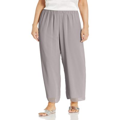 Alex Evenings womens Wide Leg Mesh Pant(petite Regular Plus Sizes) Dress Pants, Dove Basic, Large Petite US