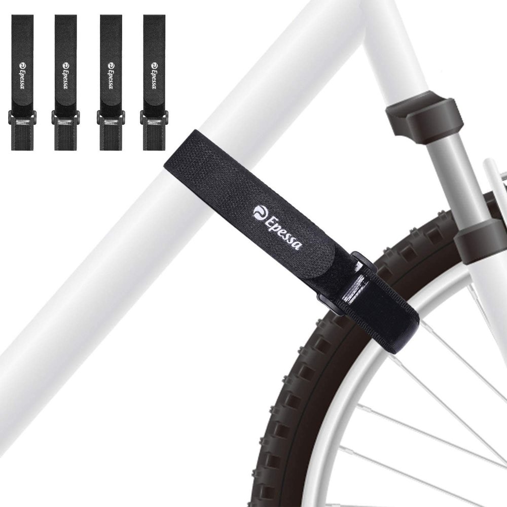 Epessa Bike Rack Strap Bike Wheel Stabilizer Straps, Bike Strap with Stonger Gel Grip, Adjustable Bicycle Wheel Straps for Rack(4XBlack)
