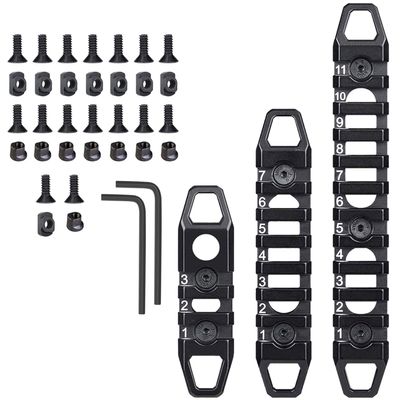West Lake Keymod Picatinny Rail Sections, 3-Slot 7-Slot 11-Slot, Solid Aluminum Single Dual Keymod MLOCK Compatible Multi-Functional Rails (Black)