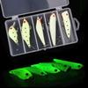 Glow Fishing Lures Kit, 5/10pcs Luminous VIB Popper Crank Minnow Pencil for Night Fishing Glow in The Dark Artificial Hard Bait with Treble Hook Tackle Box for Bass Trout Catfish view 1