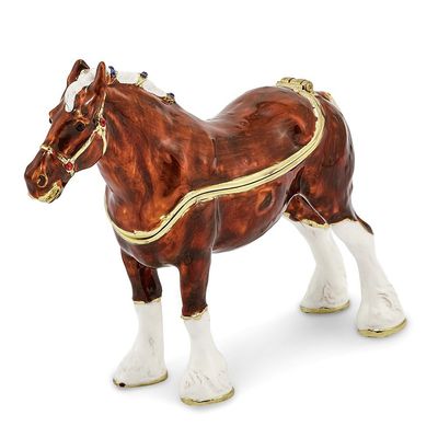 Jewels By Lux Bejeweled Bud Clydesdale Horse Trinket Box