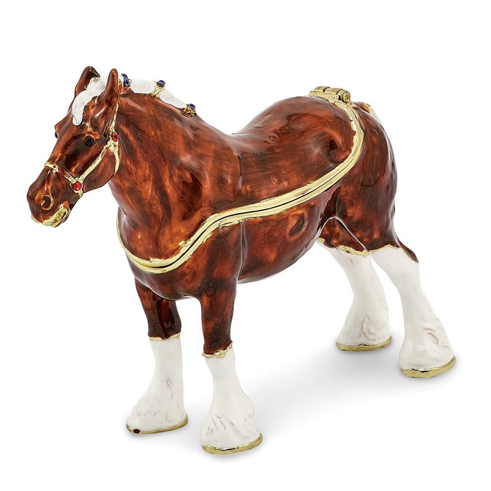 Jewels By Lux Bejeweled Bud Clydesdale Horse Trinket Box