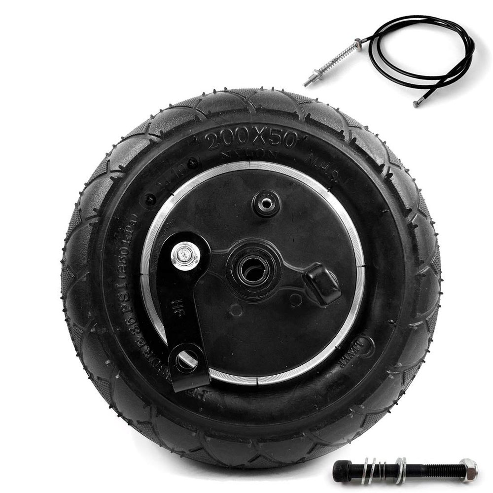 L-faster 8 Inch Wheel with Drum Brake 8" Pneumatic Wheel with Expansion Brake Scooter Brake Aluminium Wheel 200x50 (wheel axle cable120)