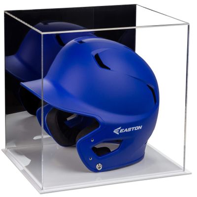 Better Display Cases Acrylic Baseball Batting Helmet Display Case with Mirror and White Base (A012-M-WDS)