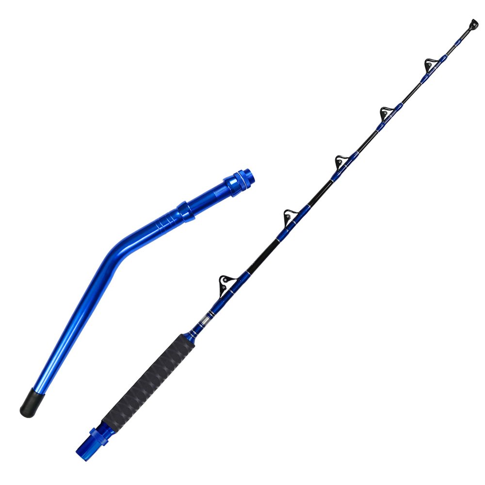 Bent Butt Fishing Rod 2-Piece Trolling Rod Saltwater Offshore Heavy Roller Rod Conventional Boat Big Game Pole(6'6" 80-120 lbs)
