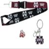 aminco NCAA Mississippi State Bulldogs Team Reversable Lanyard, Logo Lapel Pin, and Metal Keychain Gift Bundle view 1