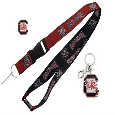 aminco NCAA South Carolina Gamecocks Team Reversable Lanyard, Logo Lapel Pin, and Metal Keychain Gift Bundle