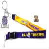 aminco NCAA LSU Tigers Team Reversable Lanyard, Logo Lapel Pin, and Metal Keychain Gift Bundle view 1