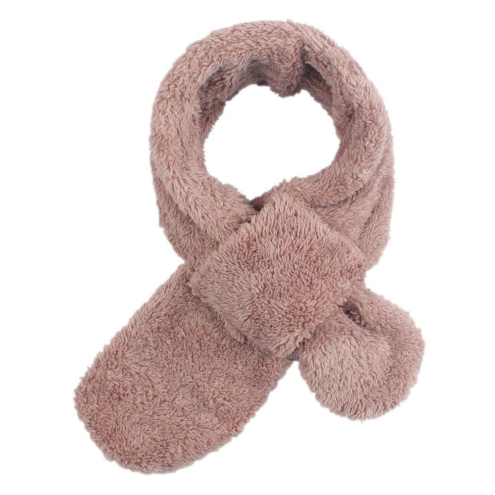 JANGANNSA Fleece Boys Girls Scarf Warm Winter Autumn Kids Collar Scarf Neck Warmer Children Scarves 1-6Y (Khaki Cross)