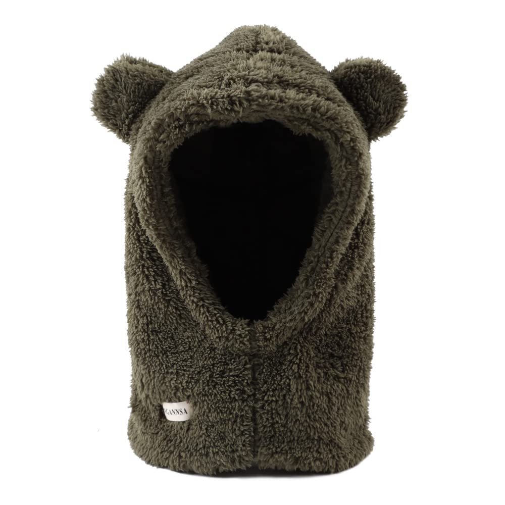Baby Girls Winter Hat Boys Warm Scarf Hat Kids Thick Earflap Hood Cap with Ear 6M-7T (Army Green, S)