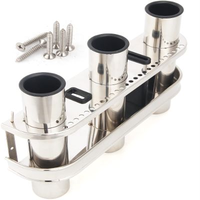 Mojiate Fishing Rod Holder Stainless Steel 3 Tubes Organizer Links Rack Rests Tackle