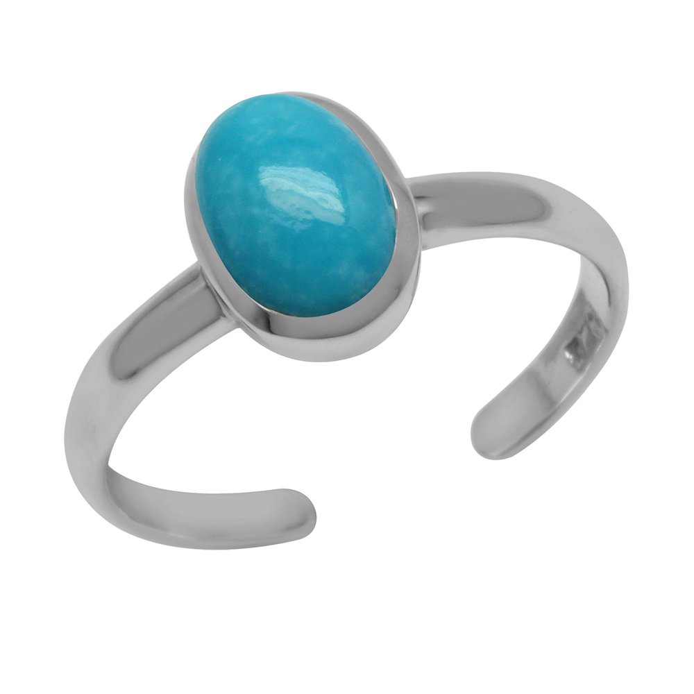 Silvershake American Turquoise Oval 7x5 mm 925 Sterling Silver Toe Ring Size 4
