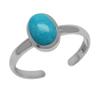Silvershake American Turquoise Oval 7x5 mm 925 Sterling Silver Toe Ring Size 4 view 1