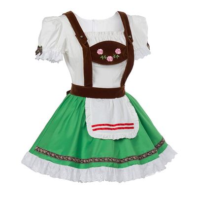 HongH Women's German Oktoberfest Costume Adult Dirndl Traditional Bavarian Beer Carnival Fraulein Cosplay Maid Dress Outfit (63# Green, L)