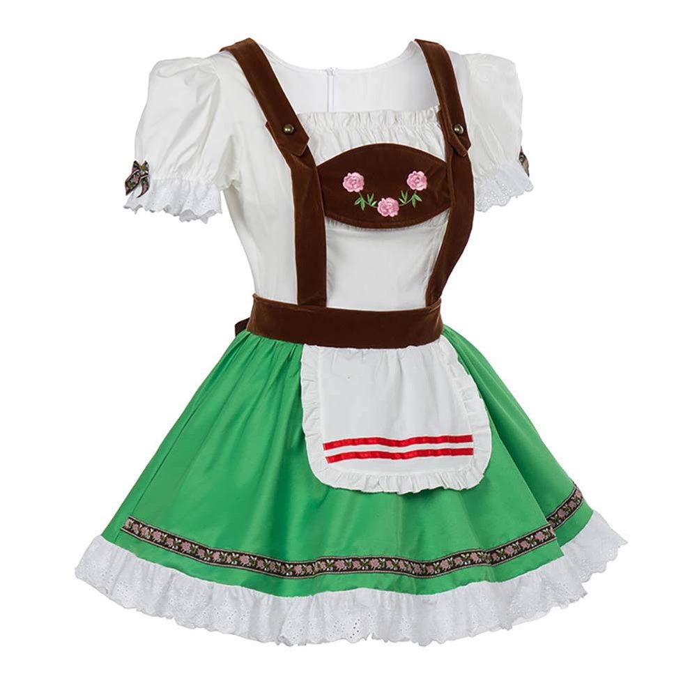 HongH Women's German Oktoberfest Costume Adult Dirndl Traditional Bavarian Beer Carnival Fraulein Cosplay Maid Dress Outfit (63# Green, L)