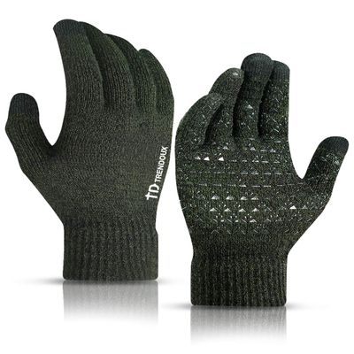 TRENDOUX Winter Gloves for Women, Touch Screen Glove for Men - Hands Warm in Cold Weather - Thin Thermal Material - Non-Slip Grip - Fit for Phone Texting Riding Dog Walking - Midnight Green - M