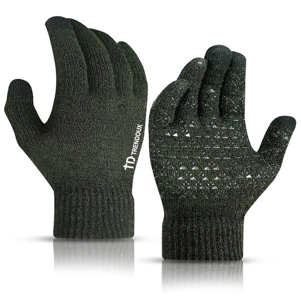 TRENDOUX Winter Gloves for Women, Touch Screen Glove for Men - Hands Warm in Cold Weather - Thin Thermal Material - Non-Slip Grip - Fit for Phone Texting Riding Dog Walking - Midnight Green - M