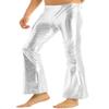 Aislor Men's Shiny Metallic 70s Vintage Disco Pants Bell Bottom Flared Dude Long Pants Trousers Silver X-Large view 2