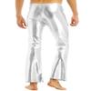 Aislor Men's Shiny Metallic 70s Vintage Disco Pants Bell Bottom Flared Dude Long Pants Trousers Silver X-Large view 4