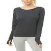 Muzniuer Long Sleeve Yoga Tops for Women Backless Shirt Long Sleeve Open Back Cross Top Blouse Long Sleeve Running Shirts Long Sleeve Tank Top Darkgray M view 4